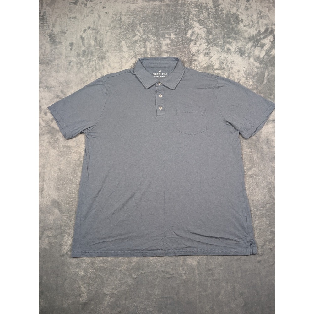 Free Fly Polo Shirt Mens XL Gray Solid Bamboo Short Sleeve Casual Lightweight